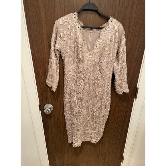 Tadashi Shoji Embroidered Sequin Dress, Size 2P - Picture 3 of 9